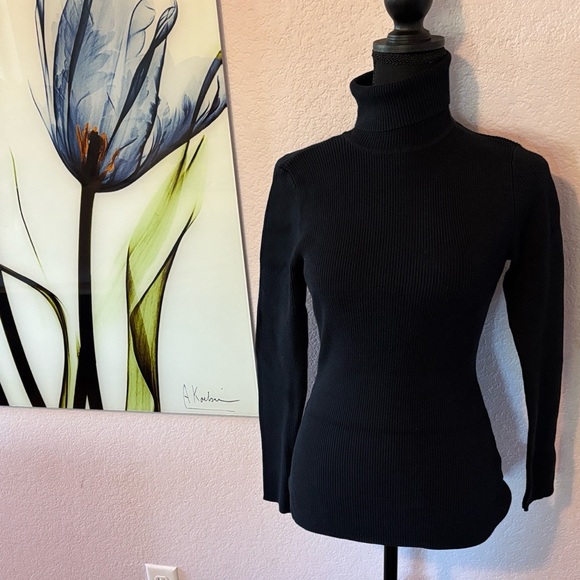 Style & Co women’s black ribbed turtleneck shirt size small - Picture 1 of 5